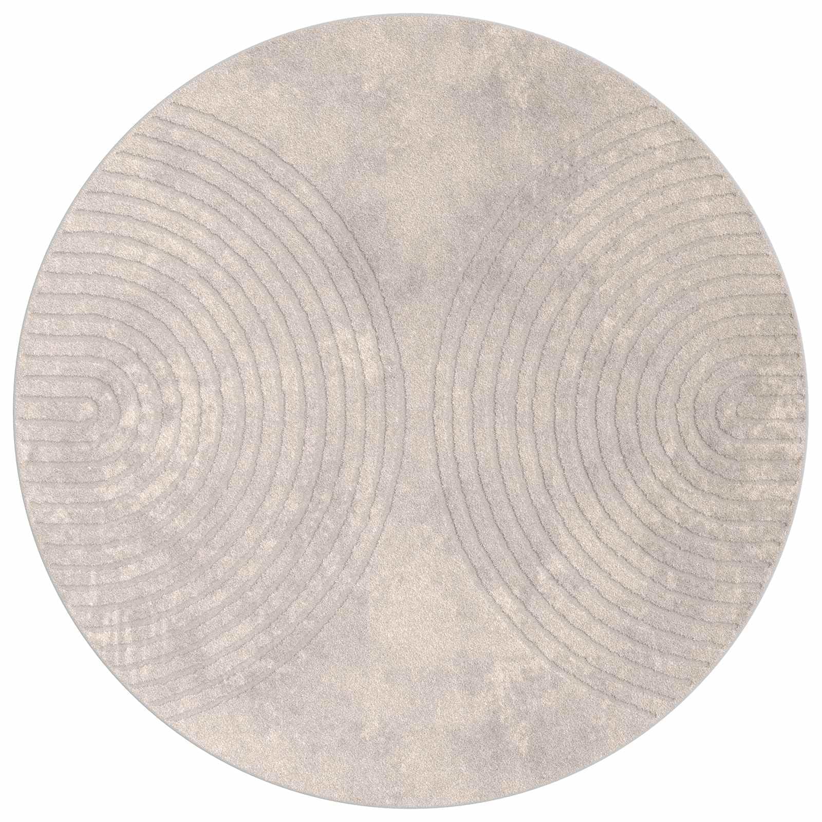 Tapis de salon rond HUARTE beige pour chambre et salle à manger
