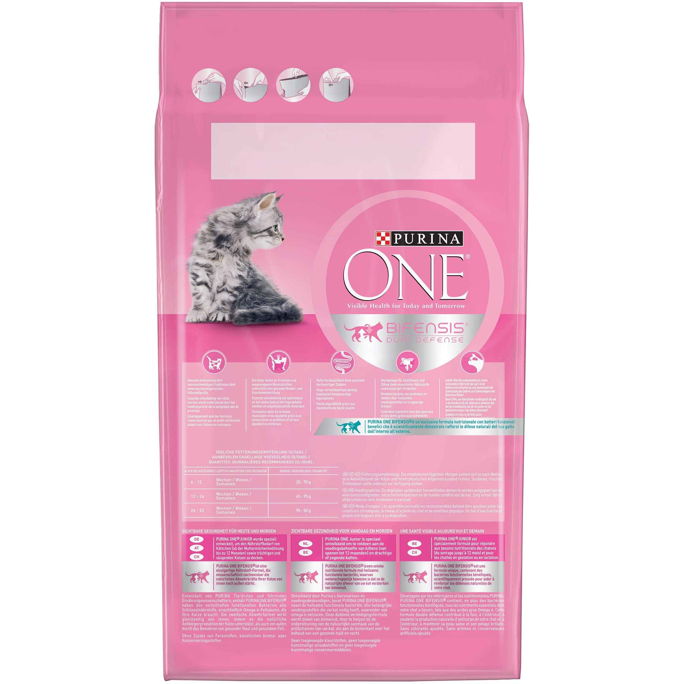 PURINA ONE Junior, Reich an Huhn und Vollkorn-Getreide Katzentrockenfutter, 6er Pack (6 x 1500 g)