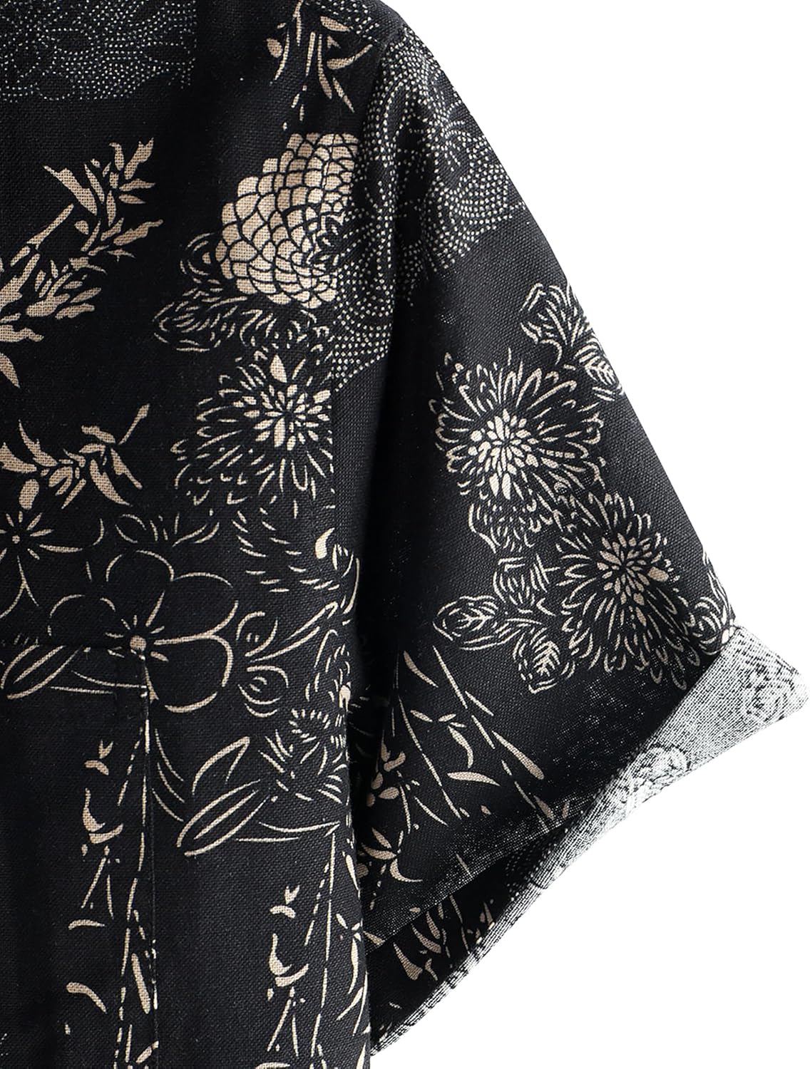 PARKLEES Men's Cotton Linen Vintage Pattern Printed Old Style Shirt Casual Short Sleeve Button Down Retro Shirts - Image 5