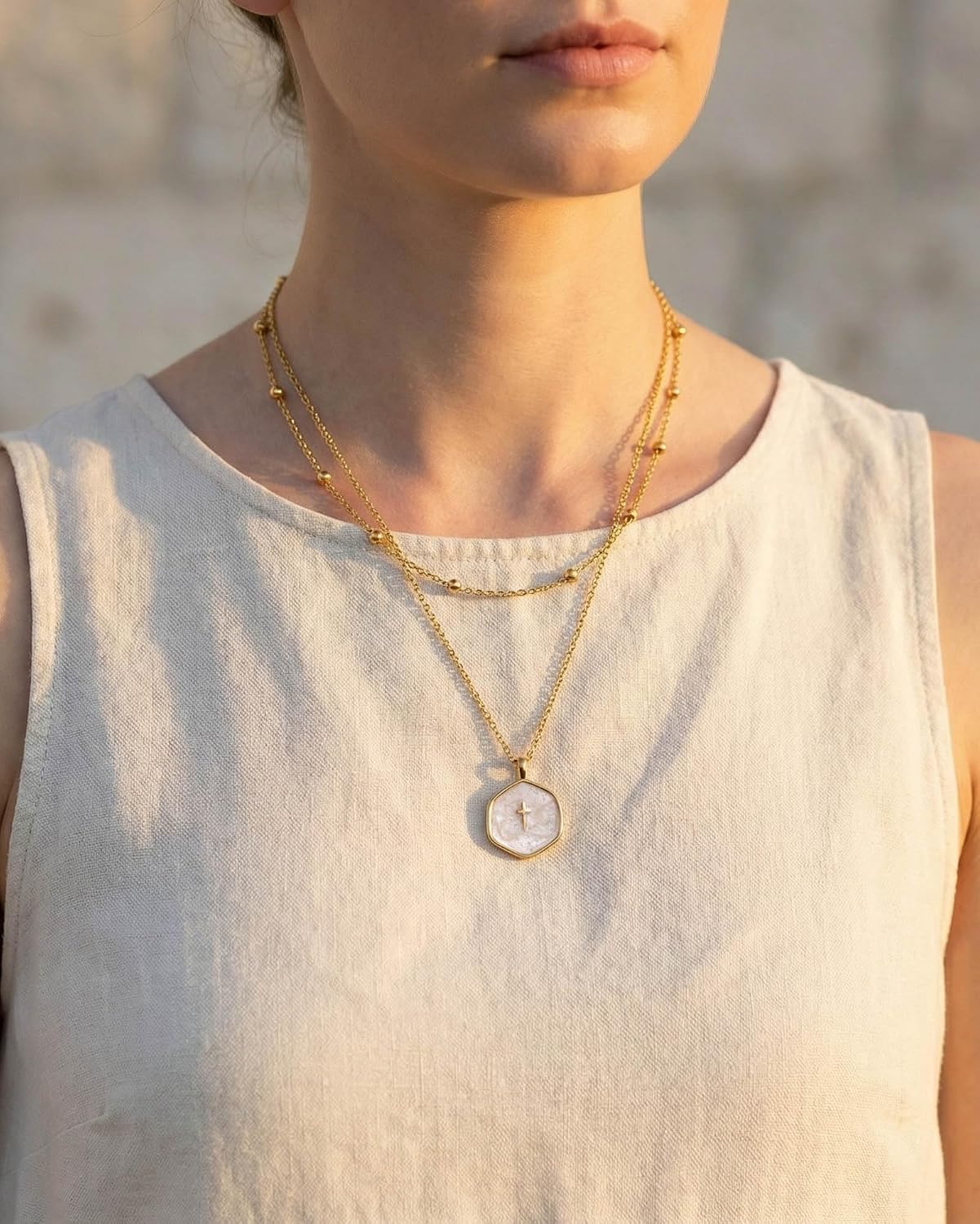 Small Cross Necklace for Women, Dainty 14K Gold Plated Cross Pendant Necklace, Everyday Simple Cross Charm Choker Minimalist Religious Jewelry Cute Trendy Gifts