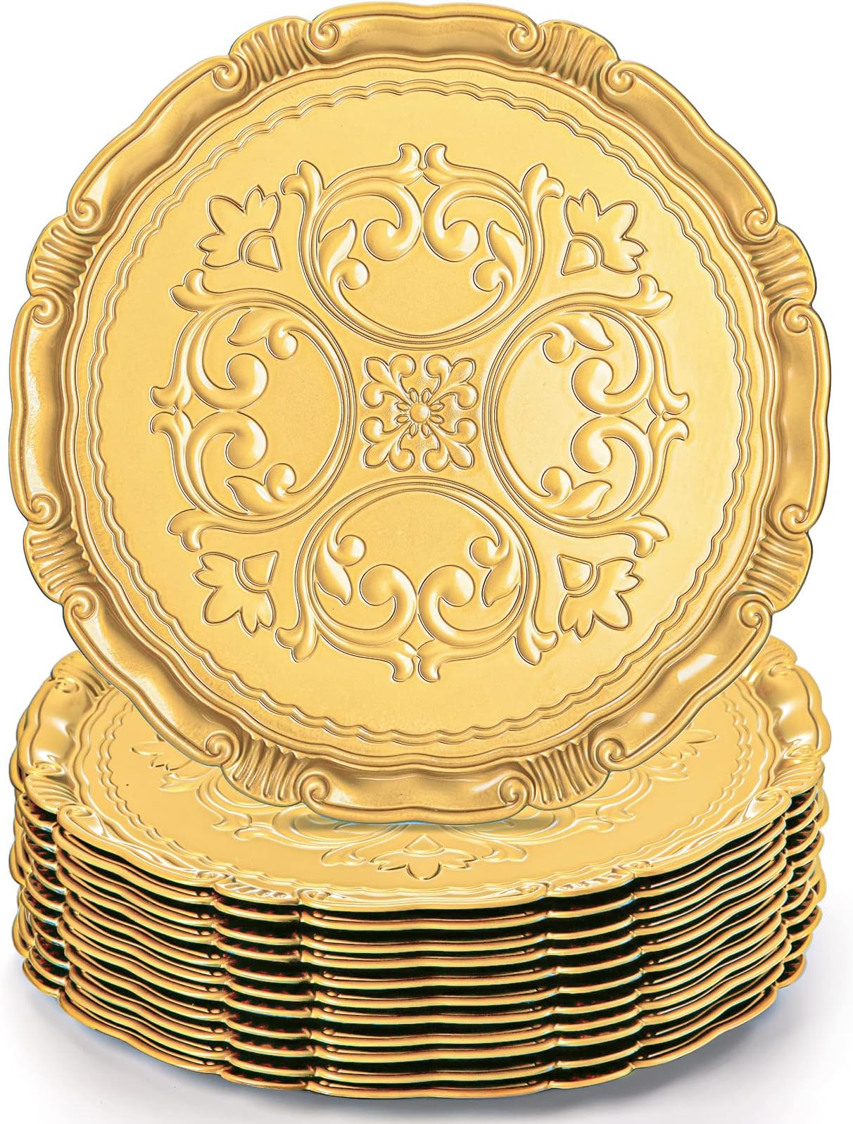Koyal Wholesale Vintage Charger Plate, Gold (Pack of 4