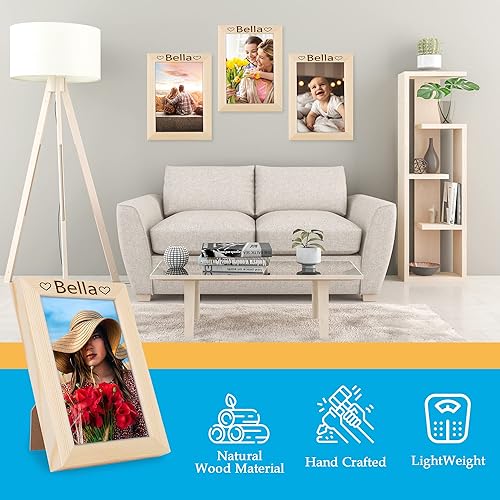 Miniatura 4 de Personalized Passion Marcos de fotos de madera de 6 x 8 pulgadas, marcos de fotos vintage de madera clara, exhibición de fotos de madera rústica