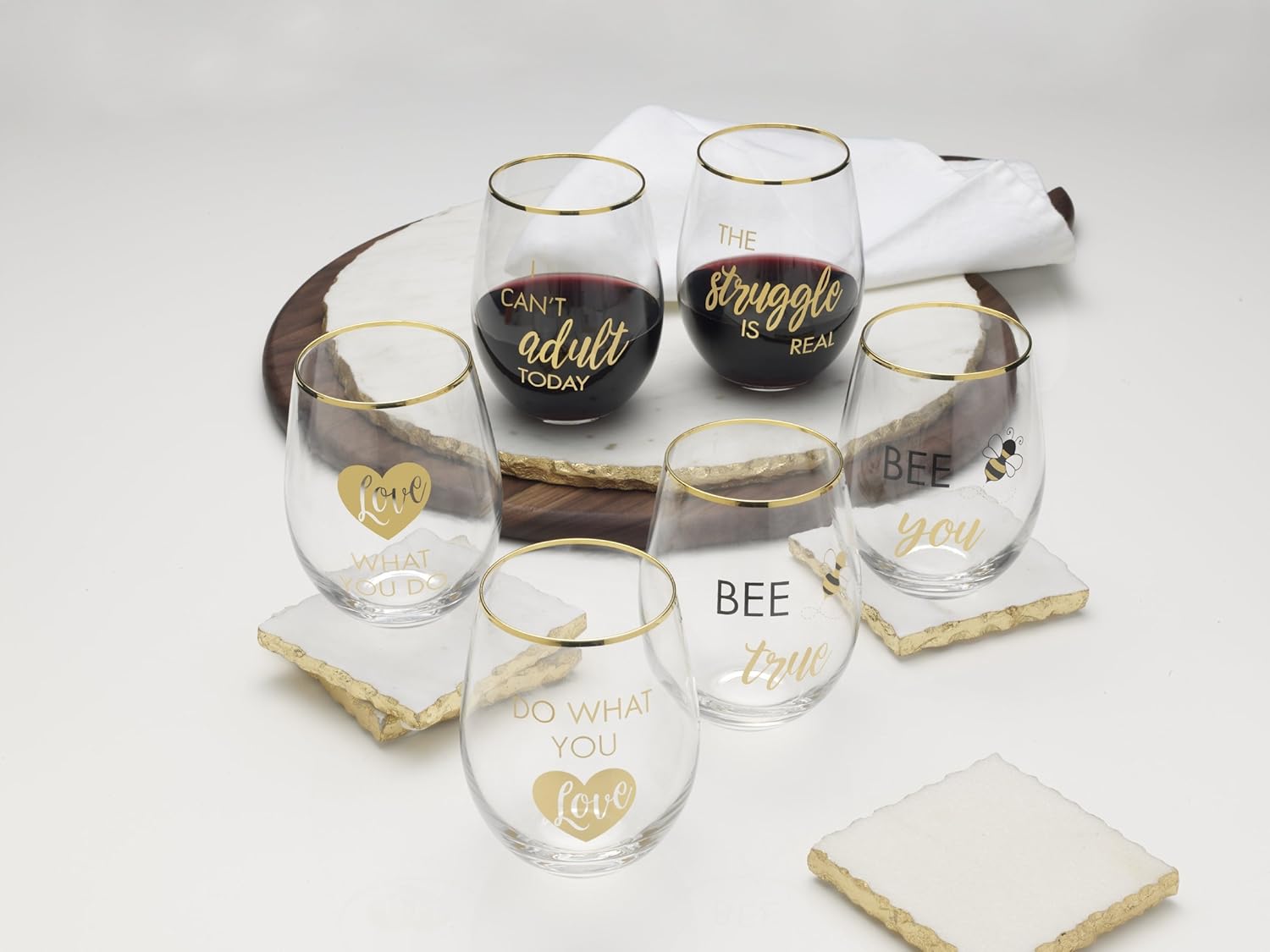 Mikasa 5216721 Love What You Do Stemless Wine Glass, 18 oz, Assorted