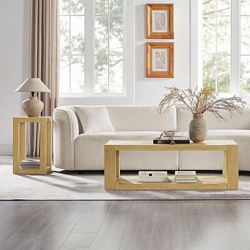 Miniatura 7 de Mesa de centro redonda anidable, mesa de centro de madera moderna, juego de 2 para espacios pequeños, sala de estar, color blanco