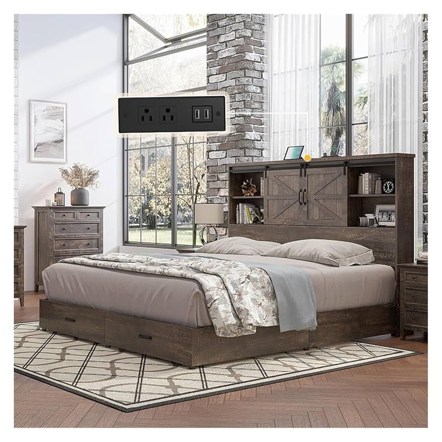 【326】woody press（TH2）31NAT Amazon.com: DUORUIMI King Size Wood Platform Bed Frame with