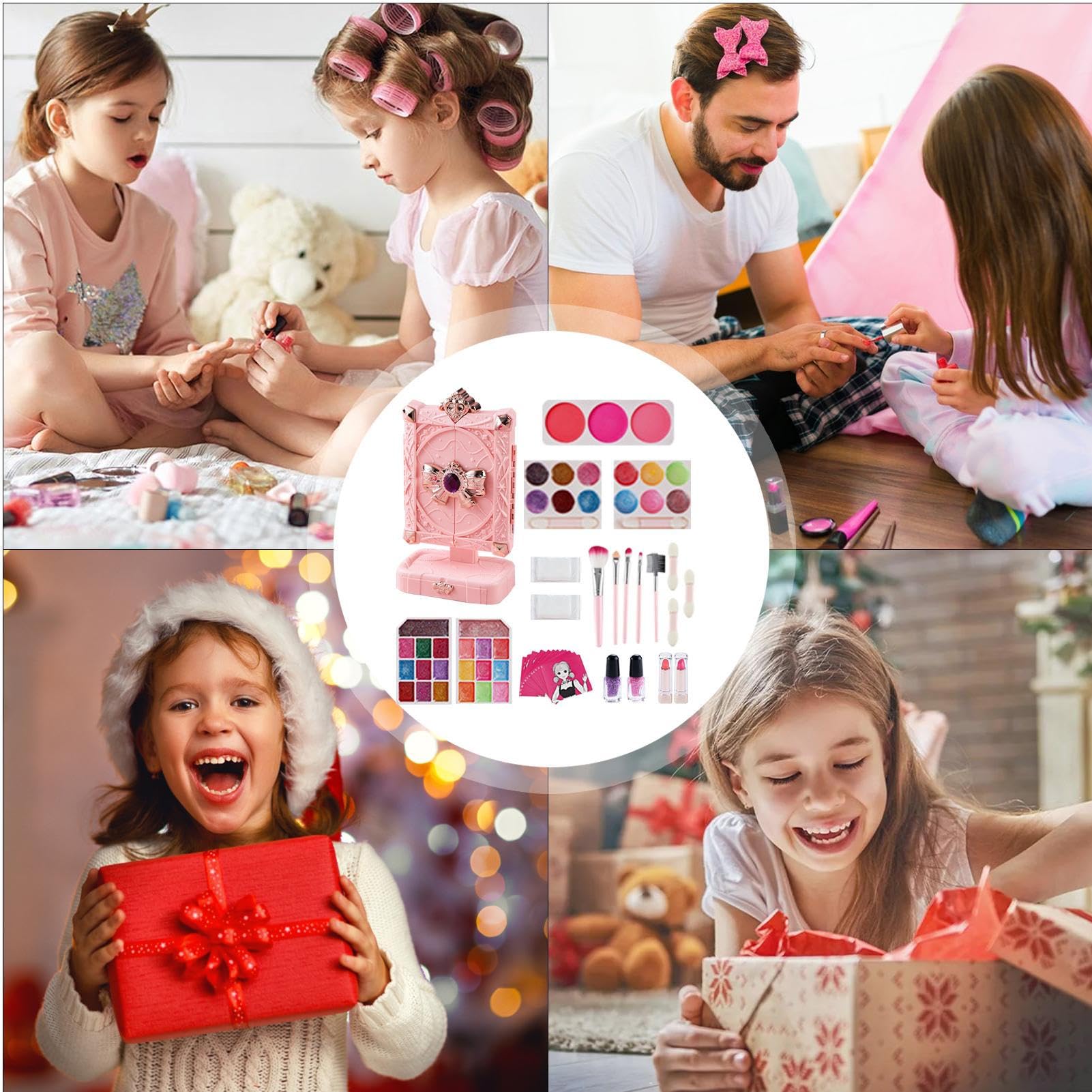 Trucco finto per – Smalto per unghie lavabile e rossetto lavabile | Cofanetto trucco gioco di ragazza – per Natale, compleanno, festa, festa, travestimento e