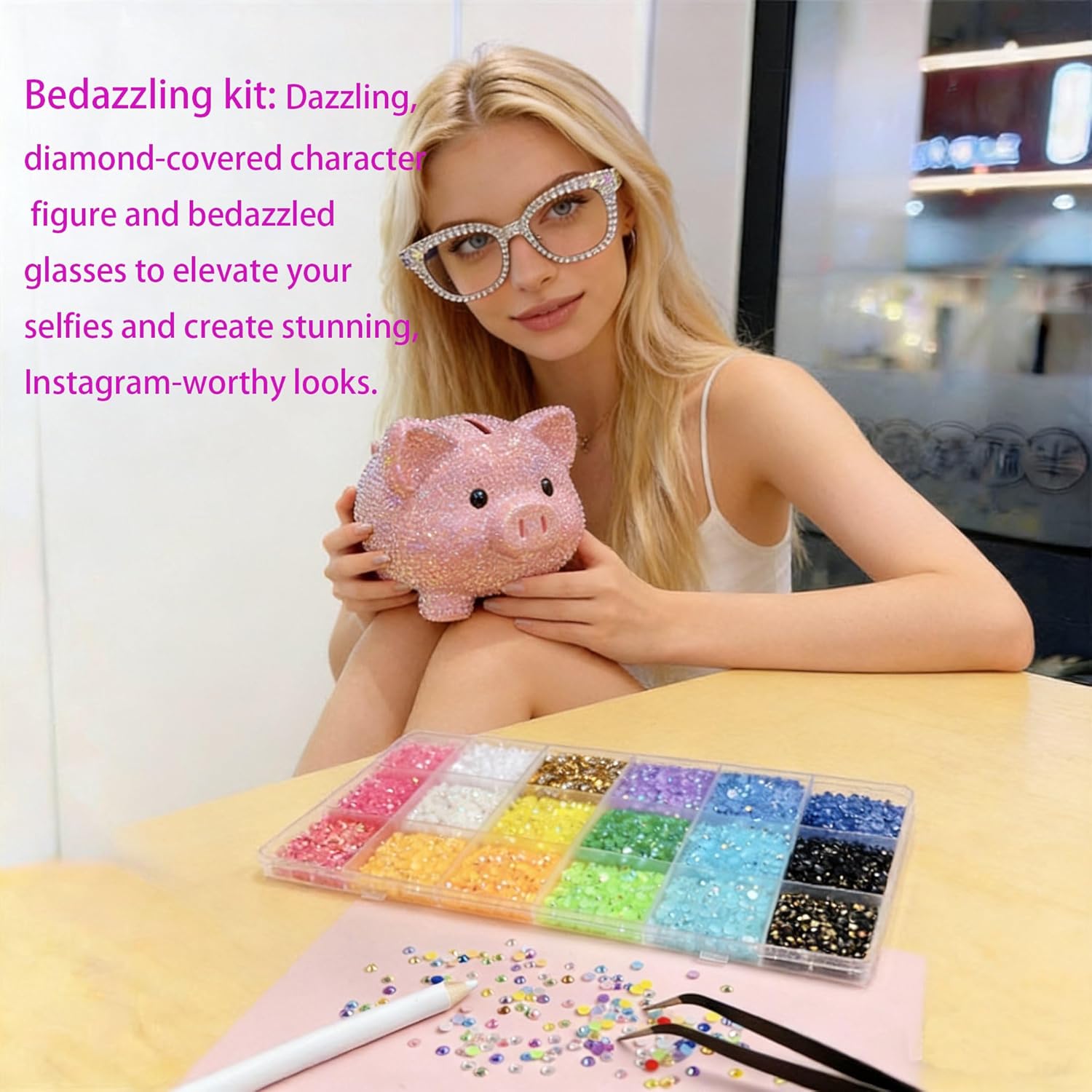 Bedazzle Kit Resin Rhinestones with Tweezers for Bedazzling 36000PCS 40 Colors, Multicolor 3mm Crystal Badazzle Kits Accessories with 3PCS 10ml B7000 Jewelry Glue for Bedazzled Nail Gems Crafting