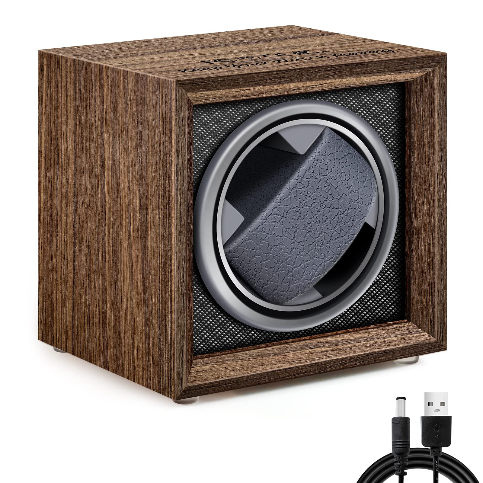 Automatic Watch Winder Box Automatic Watch Winder Watch Winder with Quiet Motor Watches Movement Device Watch Turner Mainspring Wooden Watch Winder USB Powered Black