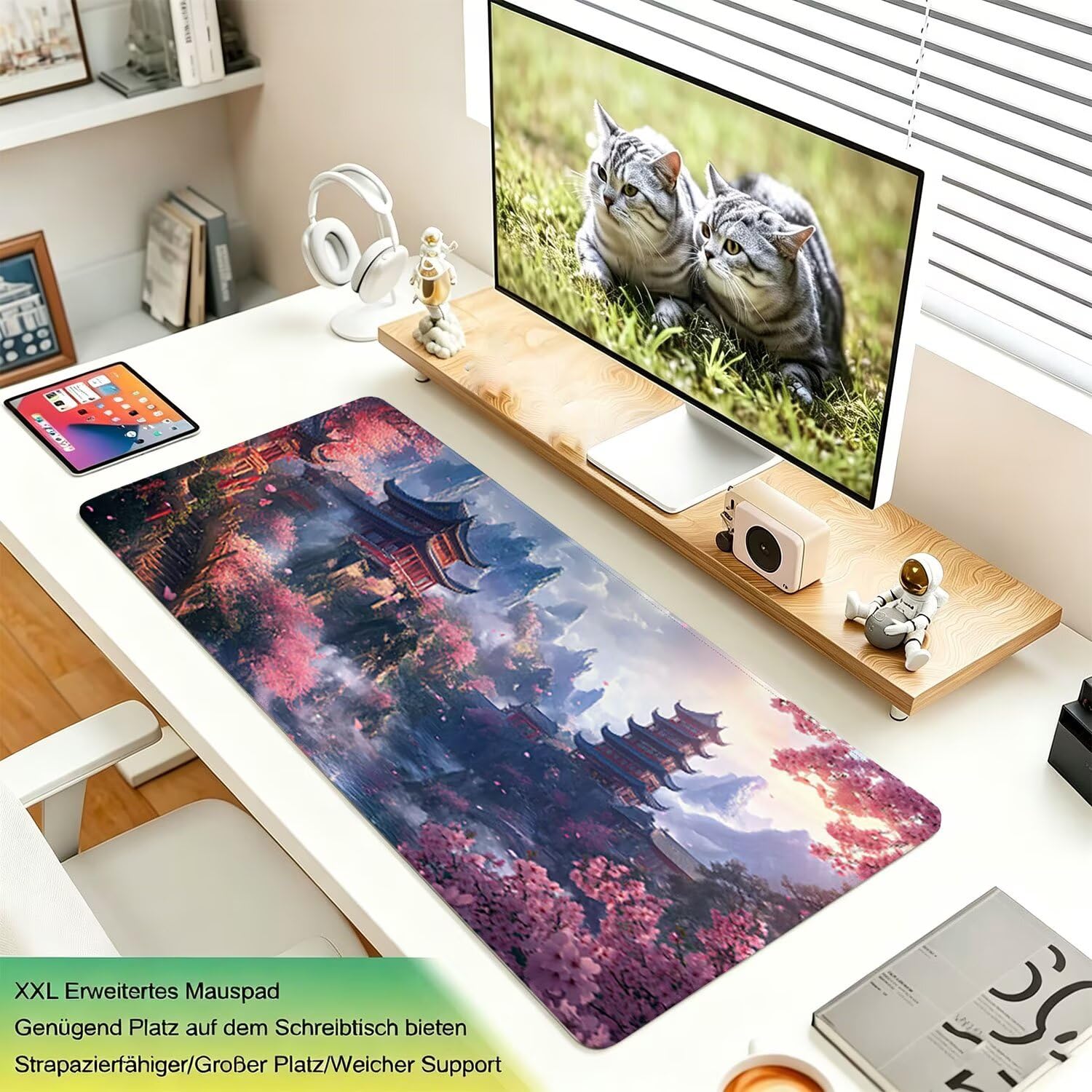 Tappetino Mouse Gaming XXL, Mousepad 1200x600x4mm attico fiore 0x0-173 | Tappetino Scrivania con Base in Gomma Antiscivolo Bordi Cuciti per Computer, PC, Migliora la Precisione e la Velocità