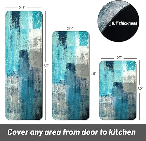 Miniatura 2 de Juego de 3 alfombras de cocina antideslizantes y lavables de goma para el suelo, estilo granja, alfombra delgada y absorbente para el suelo,