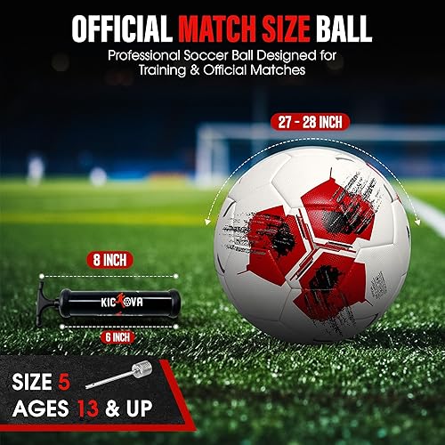 Miniatura 2 de Thermal Bonded Professional Soccer Ball Size 4 & 5 – Seamless Training & Match Ball for Youth, Kids & Adults, Waterproof PU Leather, Superior Air
