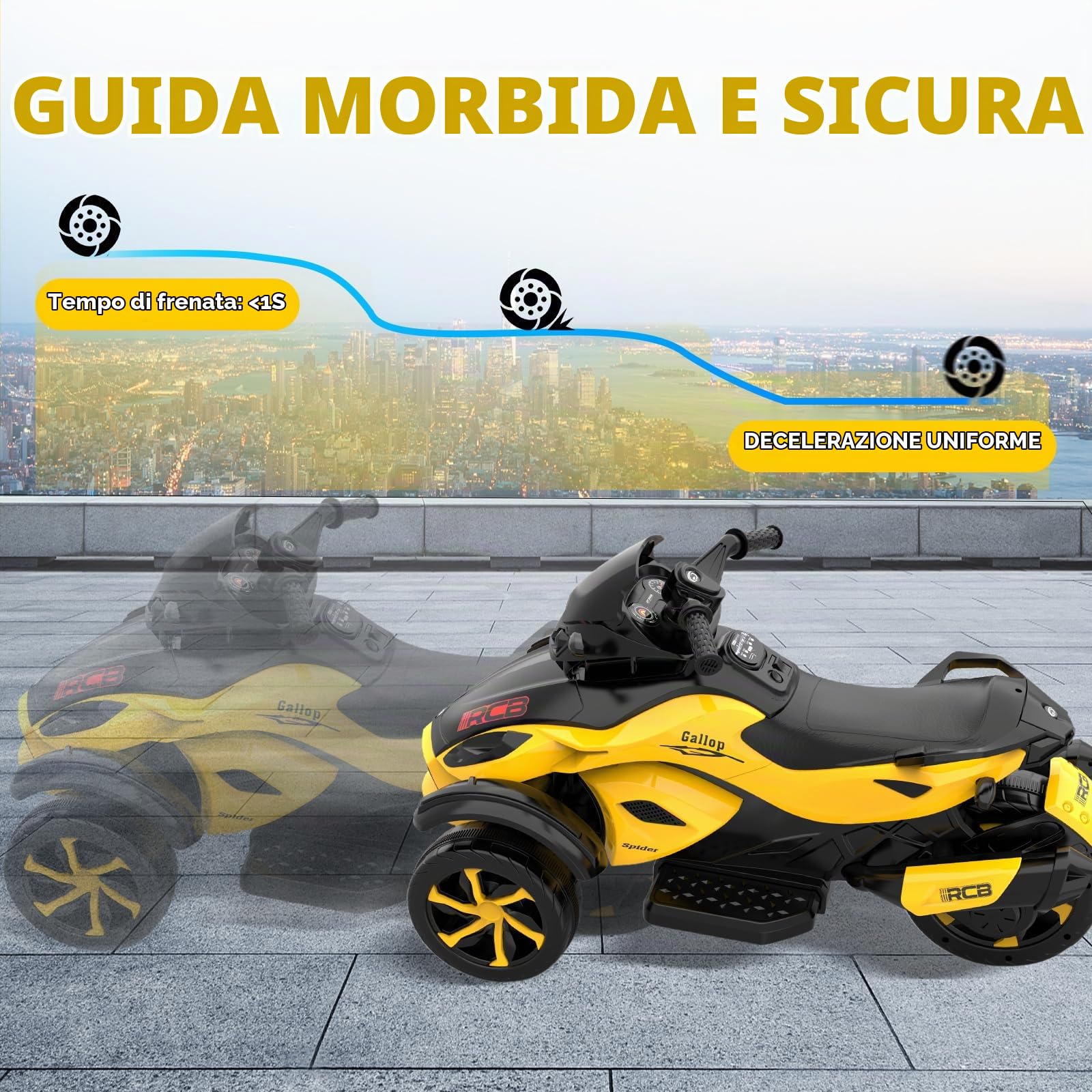 RCB 12V Moto Elettrica Bambini, Moto Elettrica con 2 Motori, Velocità 4 km/h, Luci LED, Connessione USB, Musiche Multitipo per l'Apprendimento Precoce, la Migliore Moto Cross Bambino dai 3 agli 8 Anni