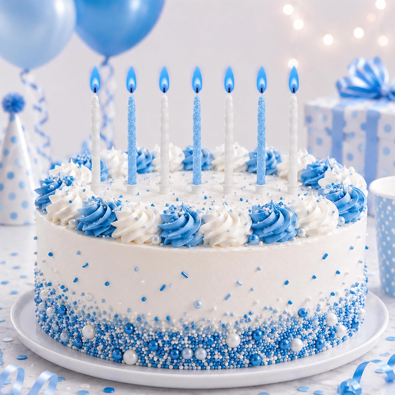 Frozen Icicle Birthday Candles, Blue Flame, 6 Pcs for Cake