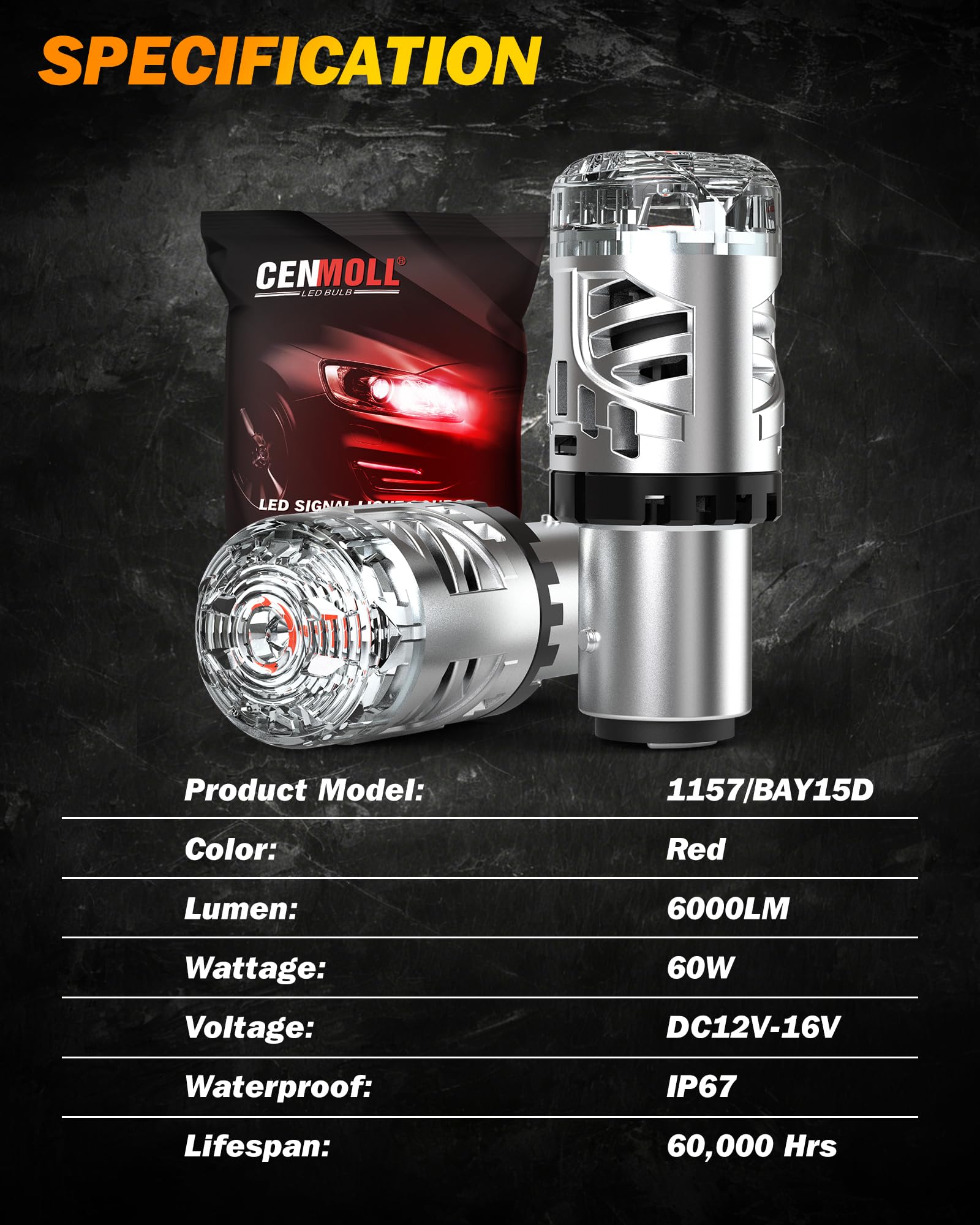 Lampadina LED P21/5w Rossa, 600% Super Luminosa 6000 Lumen 12V Canbus Senza Errori 1157 BAY15D 380 P21/5W Lampadina per Auto con Lente per Luci Freno, Fari Posteriori e Luci di Stop, 2 Pz