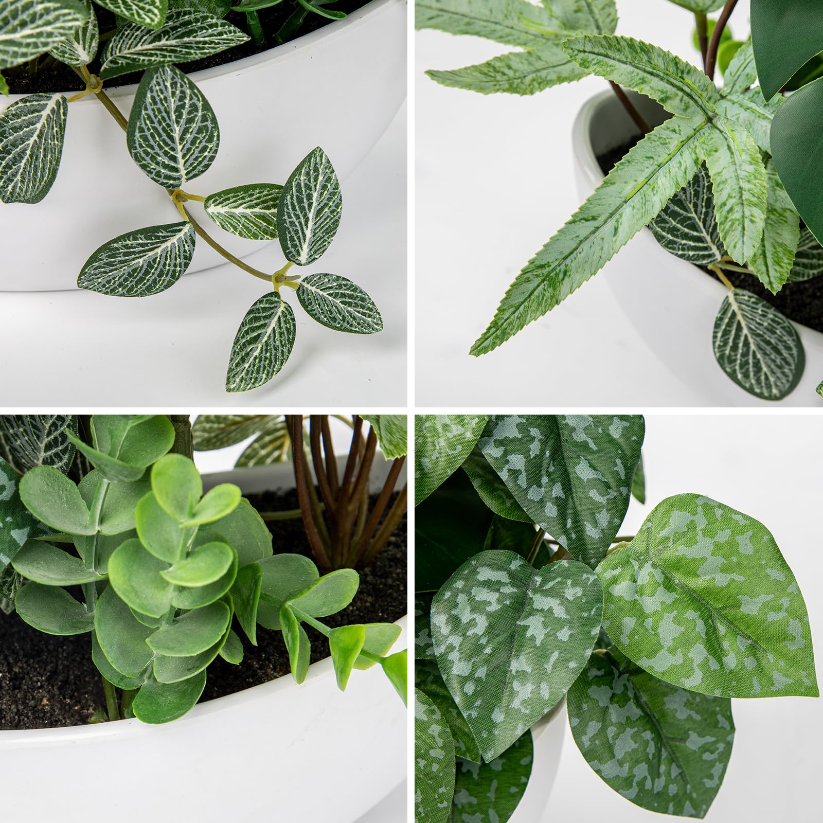 Hollyone 30CM Mixed Artificial Plants in White Pot, Decorative Fake Plants with Boat Pot - Image 3