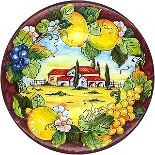 Italian Ceramic dinnerware plate Tuscan landscape - 11 1/2 inch Hand Painted dish for Kitchen - Made in ITALY Tuscany - Italian Pottery dinner plate - Home Decor Ceramics dish dinnerware