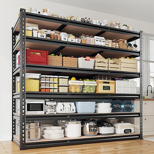 Miniatura 5 de REIBII Estantería de garaje de 6 niveles, estantes de almacenamiento de 84 pulgadas de alto con carga de 3300 libras, estantes de metal ajustables,