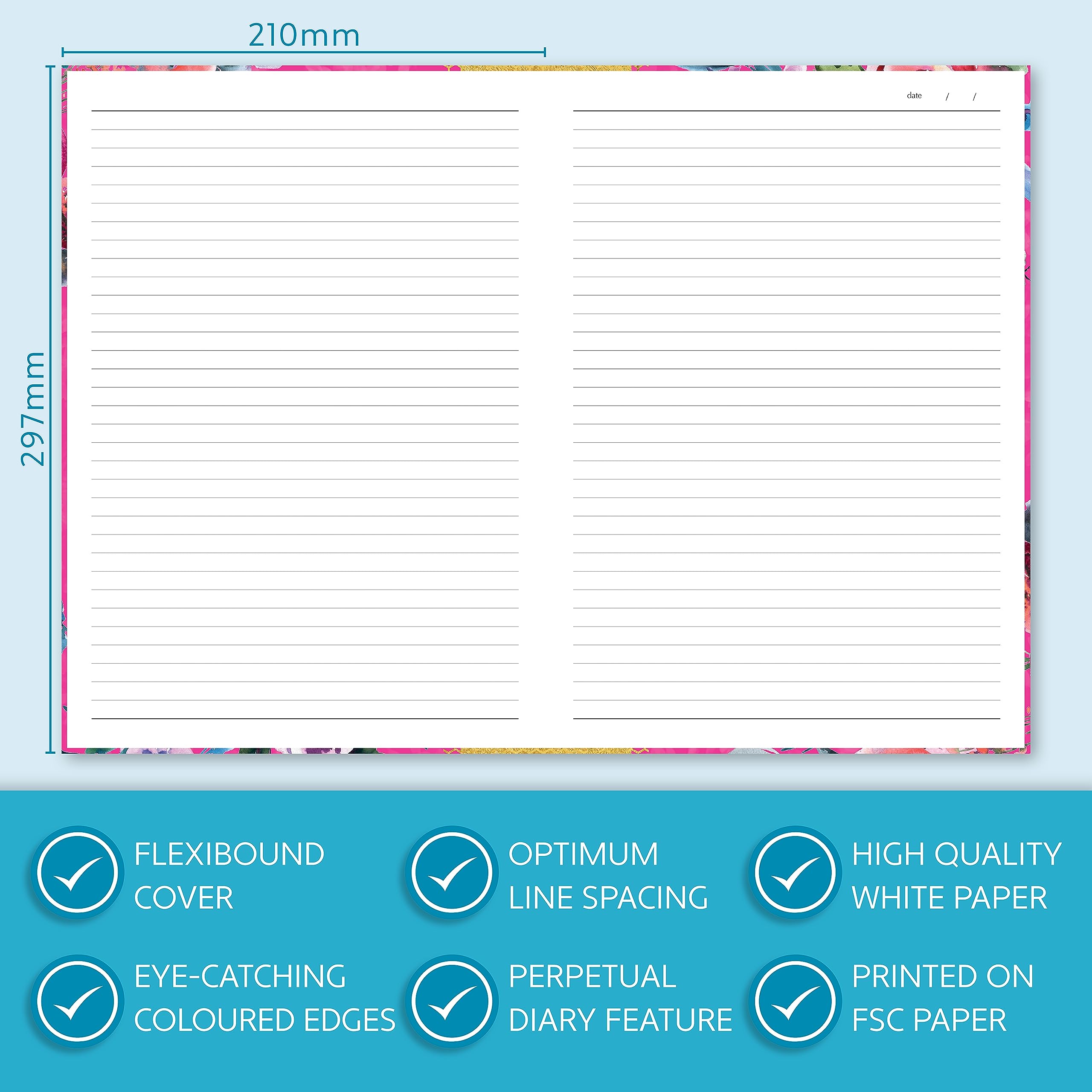 Queen Bee A4 Notebook, Ruled Journal with Elastic Closure, Flexi Cover - Image 3