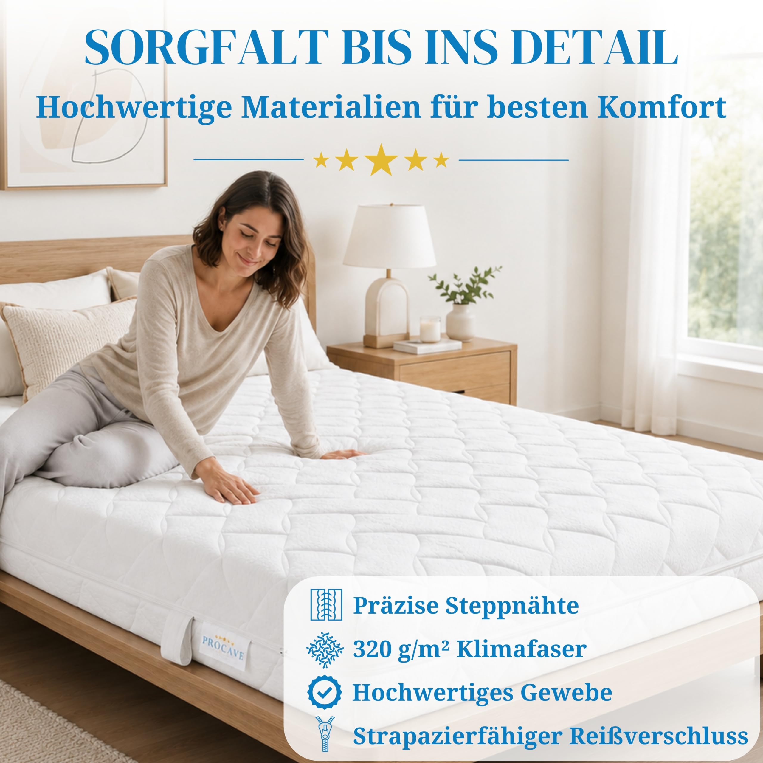 PROCAVE Coprimaterasso impermeabile, traspirante e lavabile, tutte le misure – Made in Germany, Aloe Vera, 90x220-12