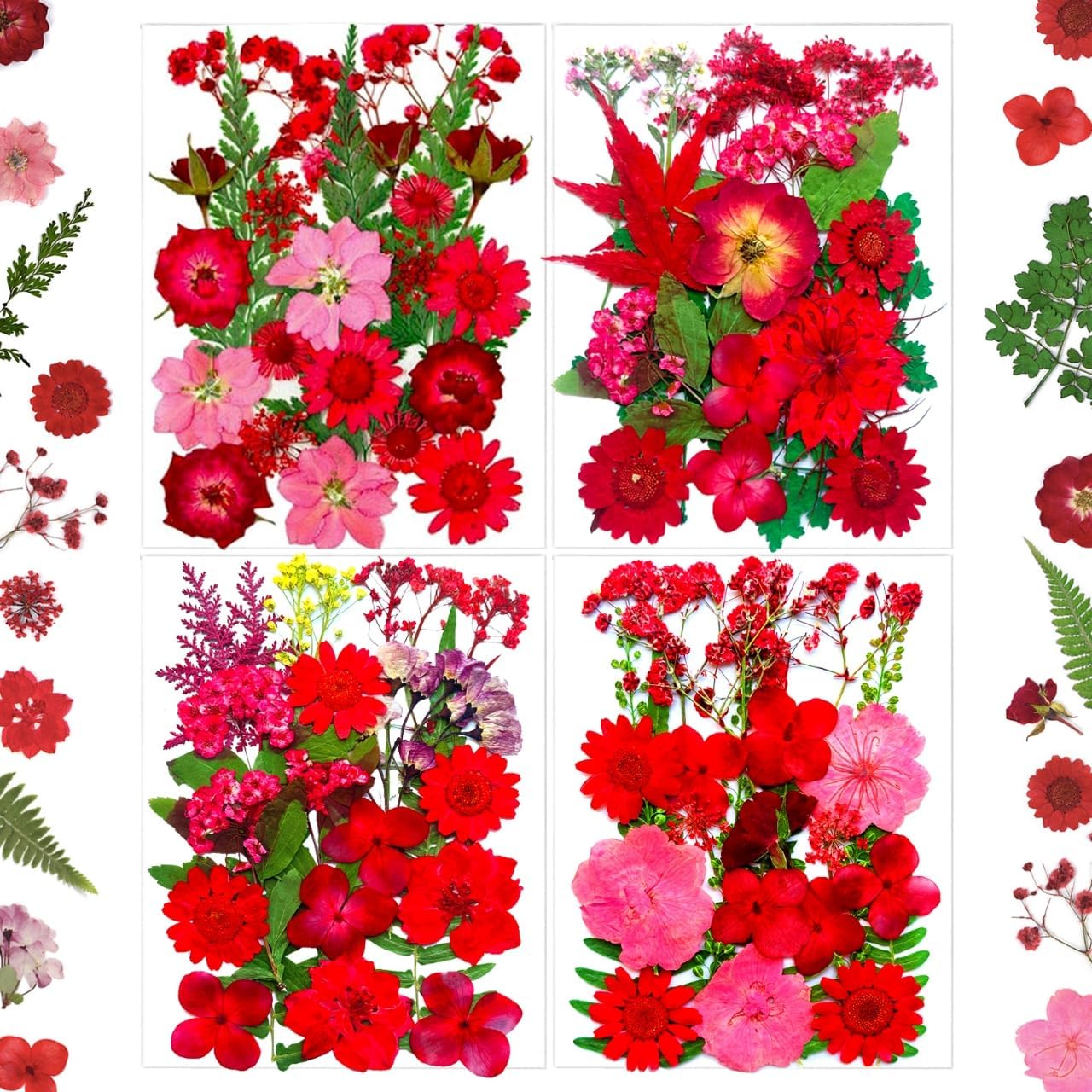 MIKIYA 182Pcs Dried Pressed Flowers for Resin Molds, Assorted Real Natural Bulk Dry Floral Leaves for DIY Art Crafts, Epoxy Jewelry, Candle, Soap Making, Nails Decors Gifts