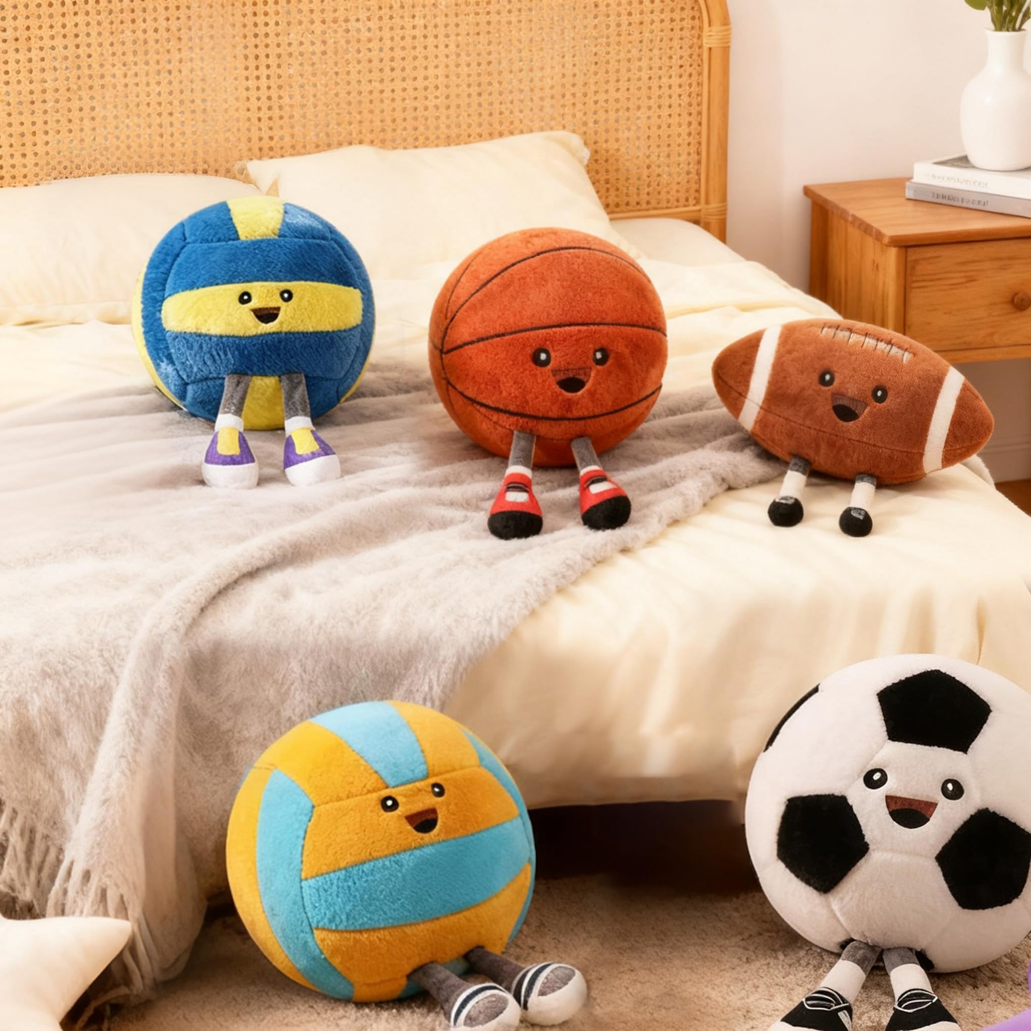 Süßes Fußball Plüsch Kissen, Sport-Style Spielzeug Stofftier für Bett oder Sofa,Cute Soccer Plush Pillow, Practical Sports Throw Pillow and Nice Soccer-Themed Birthday Gift for Football Fans