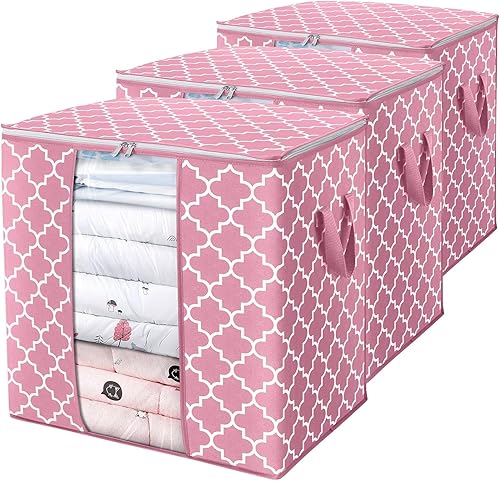 Miniatura 28 de WISELIFE Bolsas de almacenamiento, paquete de 4 unidades, 100 L, contenedores grandes de organización y almacenamiento de mantas y ropa