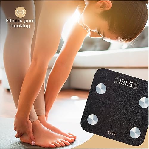 Miniatura 5 de ELLE Báscula de análisis corporal, báscula digital de peso con analizador de IMC, grasa corporal, hidratación, masa ósea y muscular, calorías,