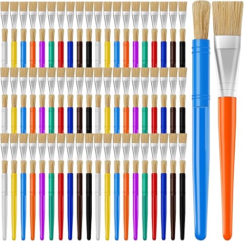 Fuutreo 120 pinceles de pintura para niños, redondos y planos, para preescolar, lavables, pintura al óleo acrílica, regalos de fiesta de Navidad,
