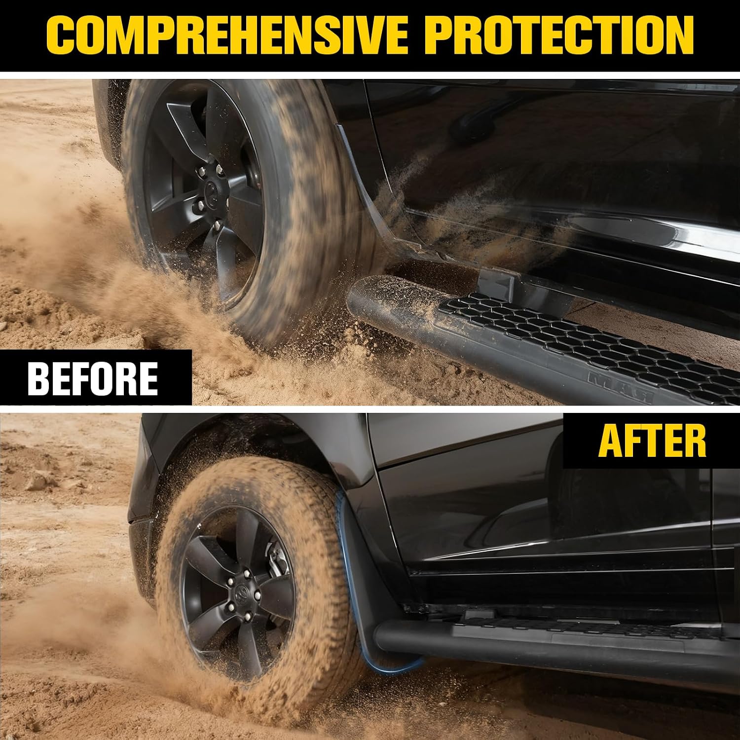 Mud Flaps Splash Guards Flares Set Compatible with 2009-2018 Dodge Ram 1500/2500/3500 Accessories, Mudguards for 2019-2024 Dodge Ram 1500 Classic (Only for Trucks W/o OEM Fender Flares)