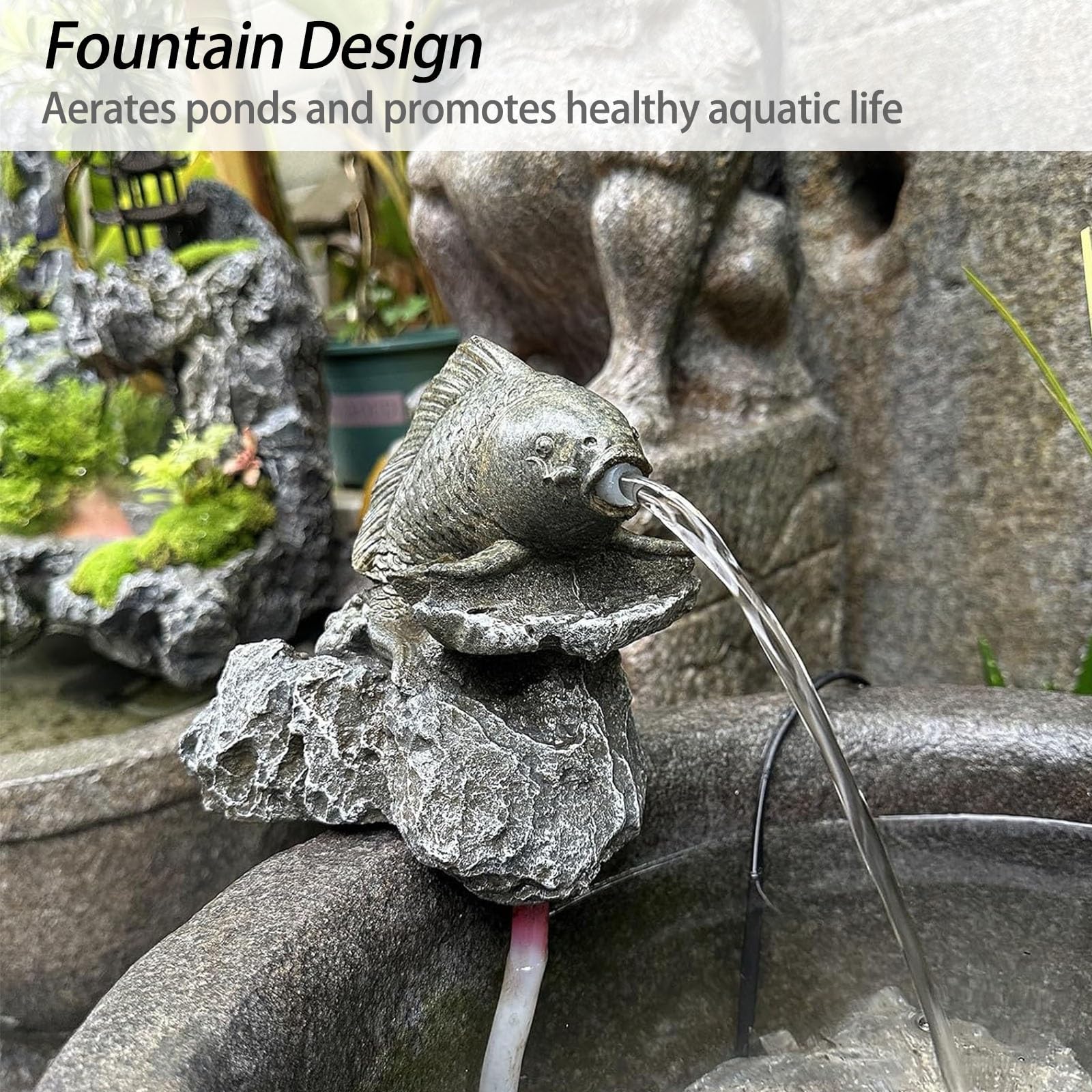 Sputacchiera for Laghetto di Piccole Dimensioni, Sputacchiere for Laghetti A Forma di Carpa, Pesci E Animali, Statue for Giochi d'Acqua All'aperto, Acquario con Circolazione