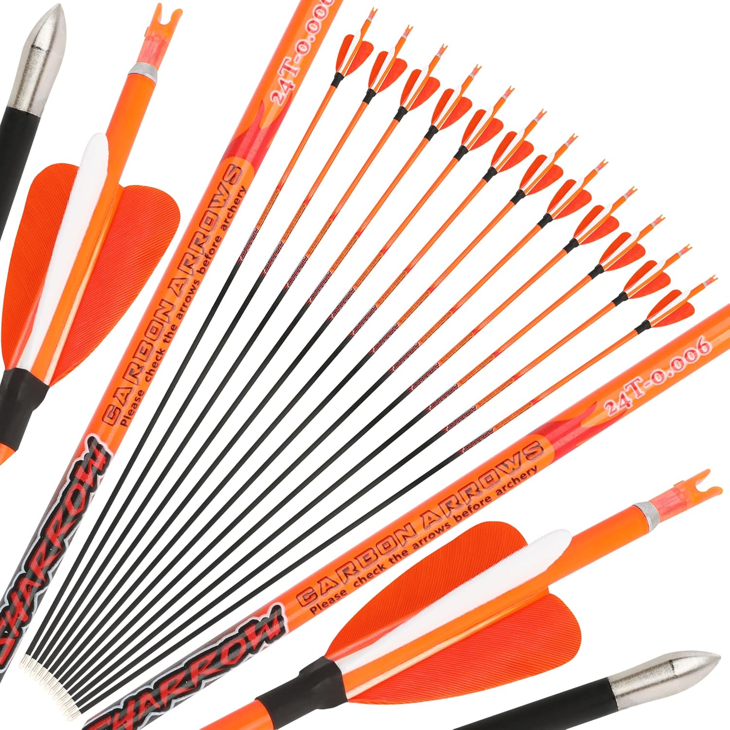 32" Pure Carbon Arrows Hunting Targeting ID 4.2mm Spine 400/500/600/700/800/900/1000 for Compound/Recurve Bow Practice Shooting
