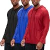 DEVOPS 3 Pack Mens UPF 50+ Fishing Shirts, Long Sleeve UV Sun Hoodie, Hiking Running Swim Athletic Workout Shirt