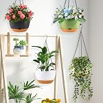 10 inch Plant Pot Hanging Planters Self Watering Pots for Indoor Plants, 3 Pack Plastic Hanging Basket with Removable Tray for Home Garden Porch Balcony Patio Decor(Black)