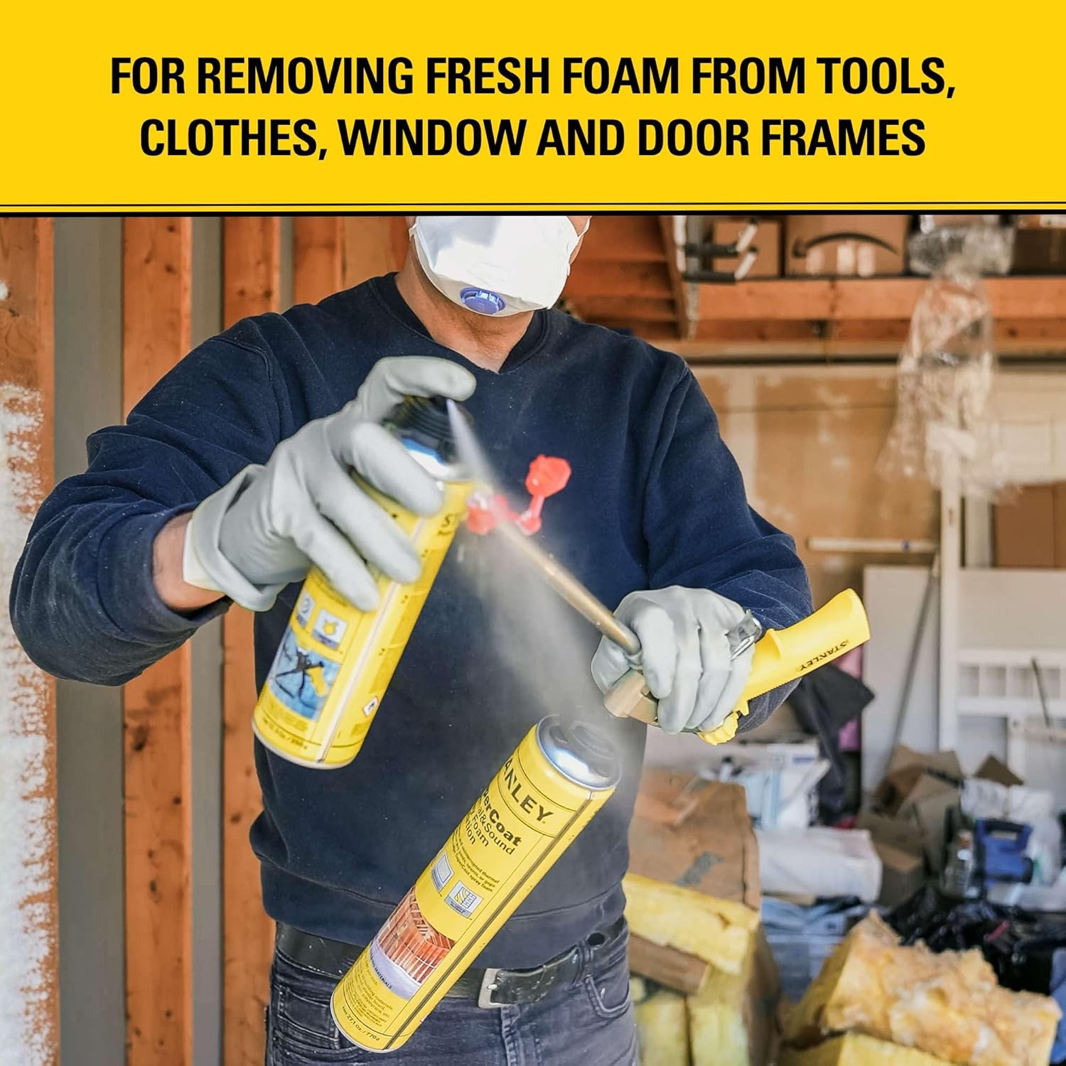 Stanley Dispensing Gun Cleaner Solvent Mixture Dissolving Uncured Polyurethane Foam Polyurethane Insulation Foam Aerosol Can Bottle