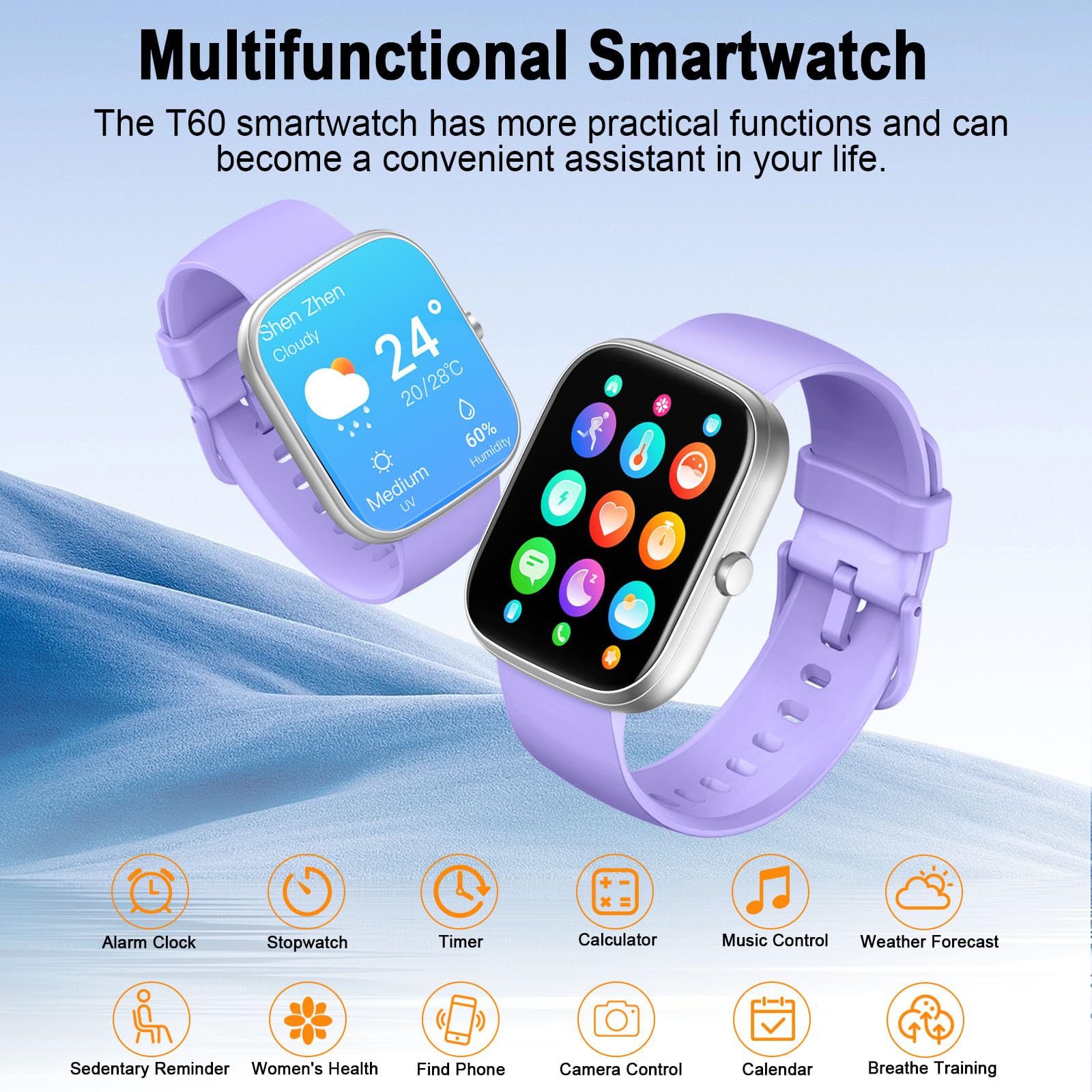 Reloj Inteligente Hombre Mujer, 1.91'' Smartwatch con Llamadas Bluetooth, 110+ Deportivos Pulsera Actividad con Pulsómetro/Monitor de Sueño/Podómetro,Impermeable IP68 Smart Watch para Android/iOS-2024