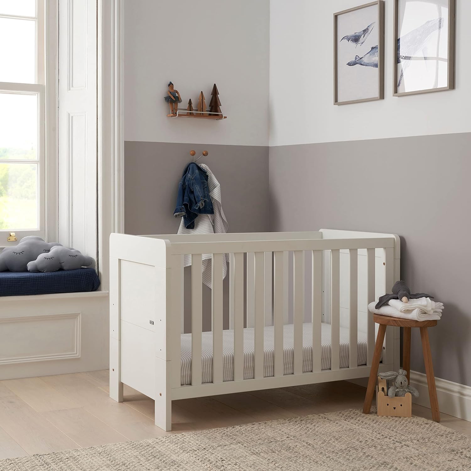 Tutti Bambini Alba Mini Cot Bed 120x60cm 3in1 Wooden Crib Converts