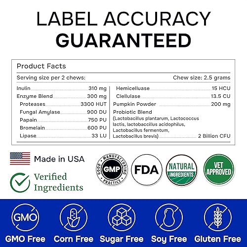 Miniatura 6 de Probióticos avanzados para perros para la salud digestiva y enzimas  Diarrea, gases, alivio del malestar estomacal y alergias de temporada