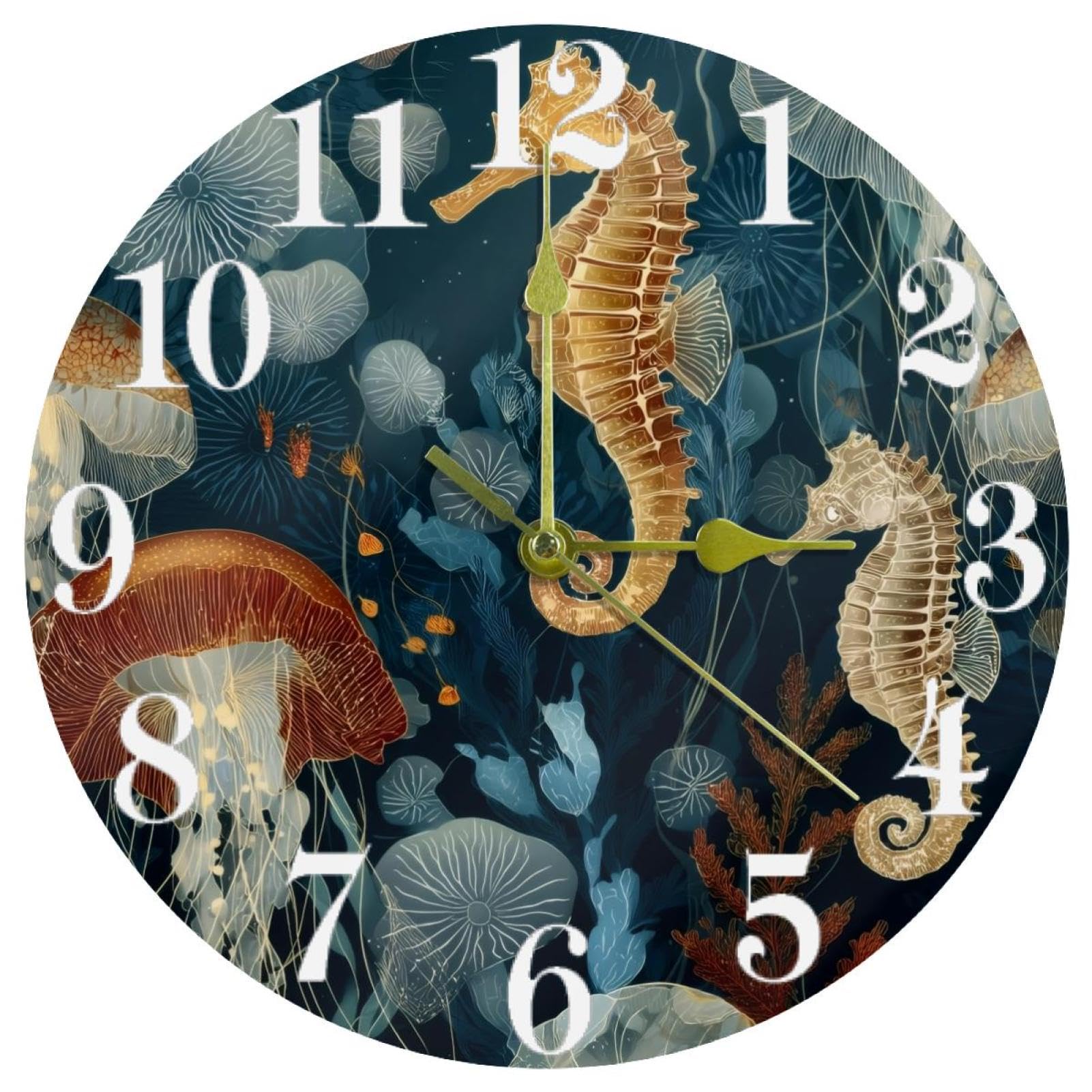 Horloge murale quartz silencieuse ronde en plastique avec grands chiffres