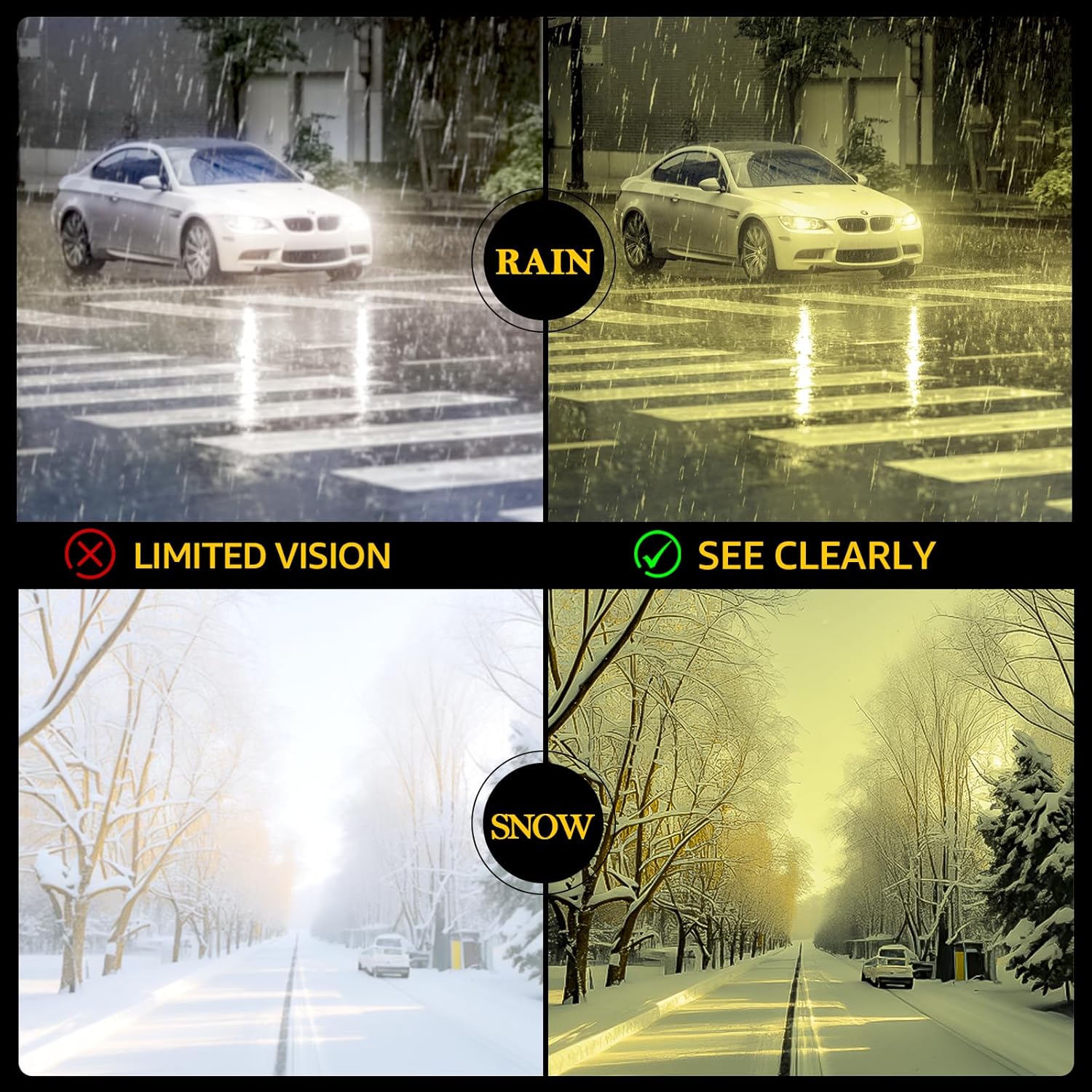 TJUTR Women's Night Vision Driving Glasses, Polarized Yellow Lens, Anti-Glare Glasses for Enhanced Nighttime Clarity & Safety - Image 5