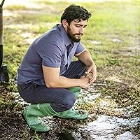 Vista 5 de HISEA Botas de lluvia para hombre con vástago de acero, calzado protector de goma impermeable, botas de lluvia de PVC sin costuras, botas de trabajo