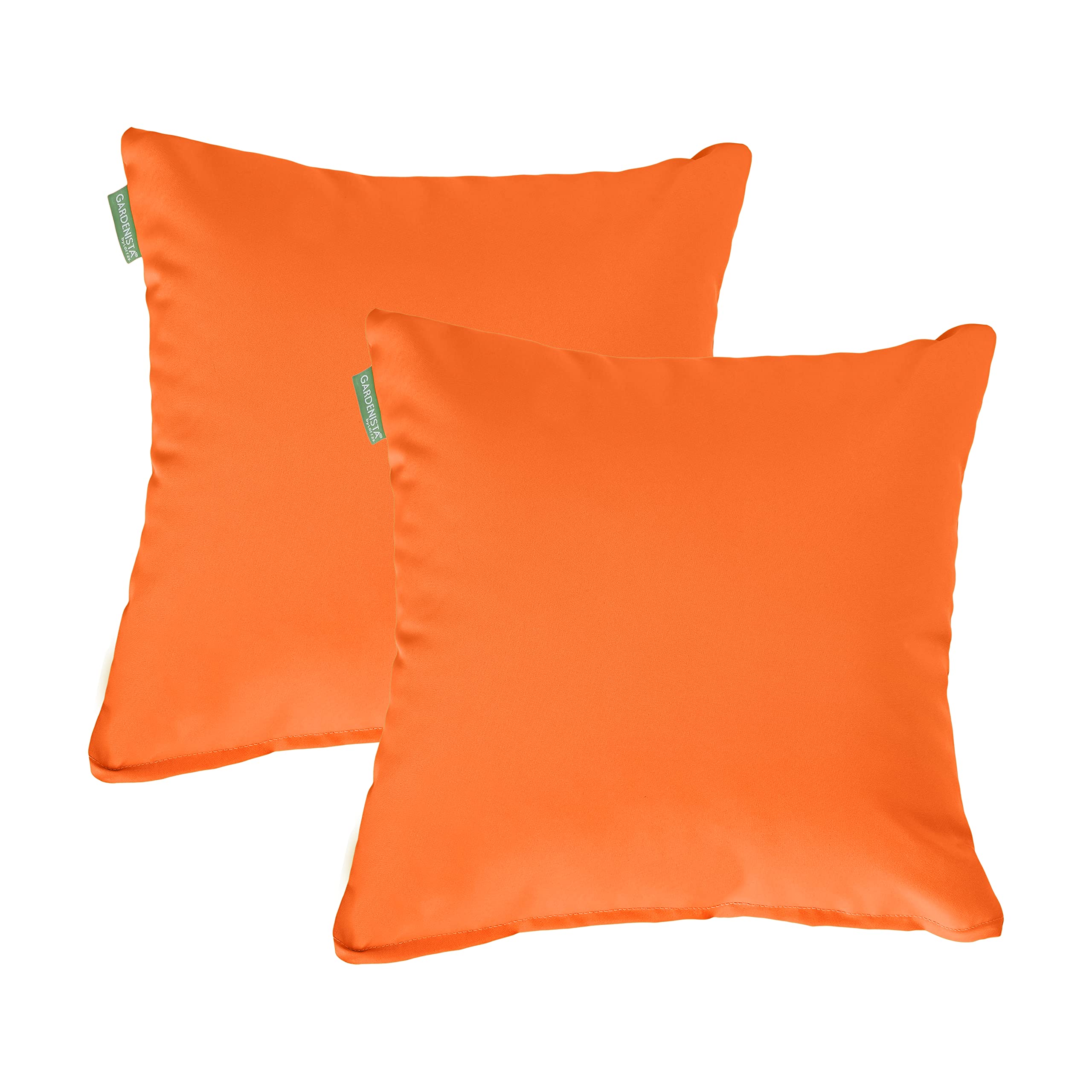 Gardenista 18" Garden Scatter Cushion | Outdoor Water Resistant Garden Furniture Pillow | Soft and Comfy Patio Furniture Cushions | Throw Pillows for Sofa, Couch, Balcony - 2 Pack (Orange)
