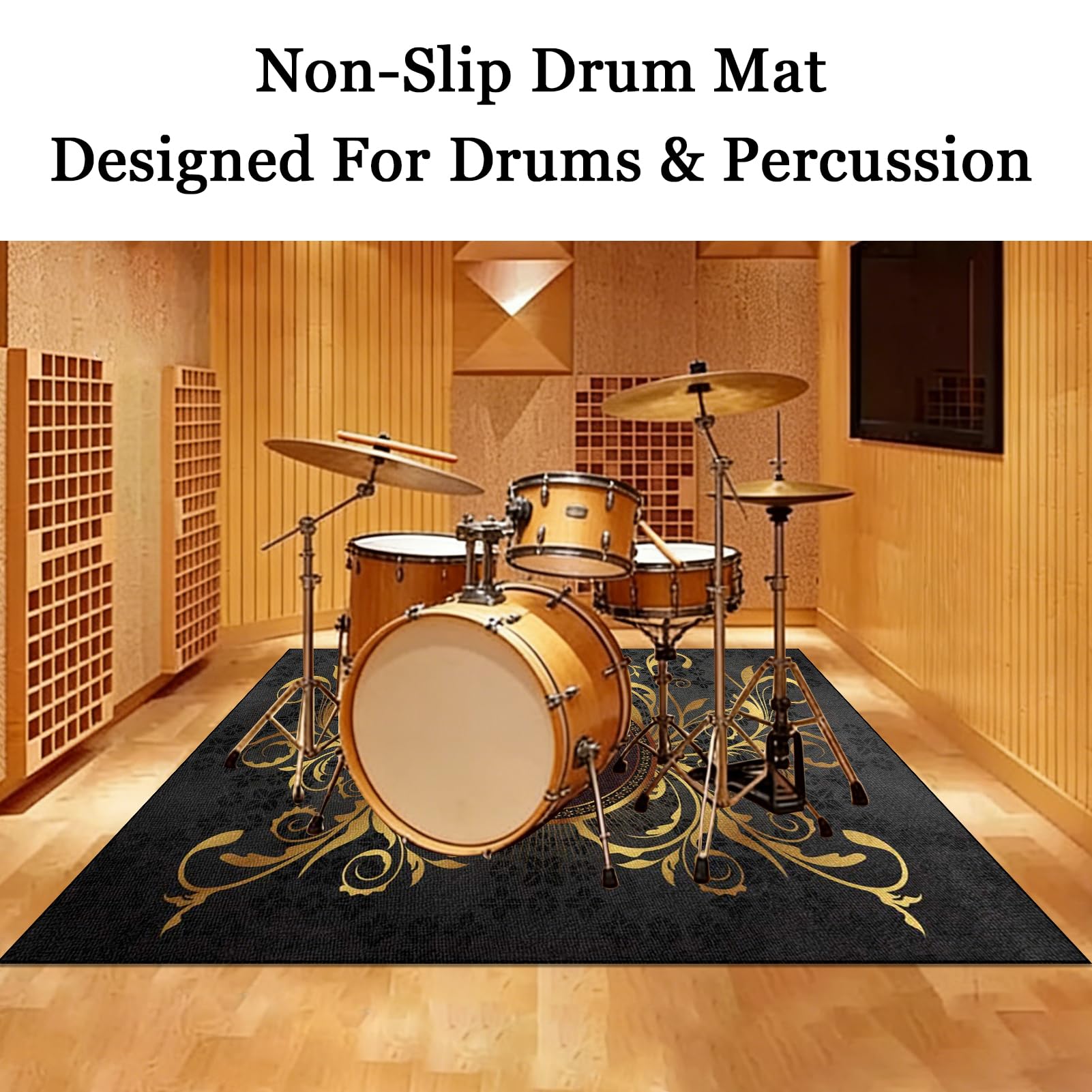 Elektronisches Schlagzeug Teppich rutschfeste Trommelmatte für E Drum Schallschutz Teppich, Elektronisches Jazz Schlagzeug Kit für Bass Snare, Akustik Drum Teppich für Studio, Wohnung 150 x 120 cm