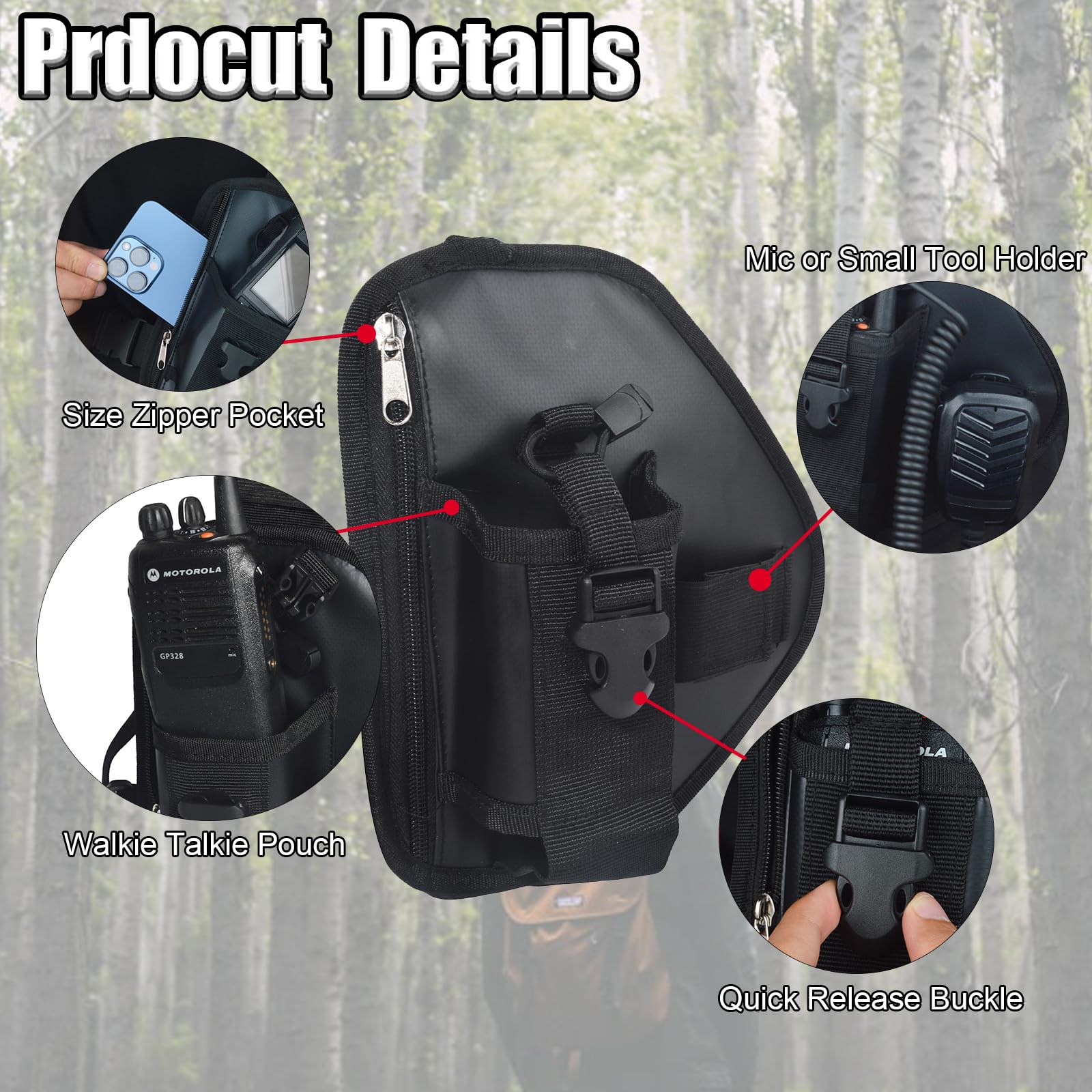 Support Universel en Nylon pour Talkie-walkie BaoFeng Midland Kenwood Yaesu Motorola 2 Voies, Exterieur (Noir)