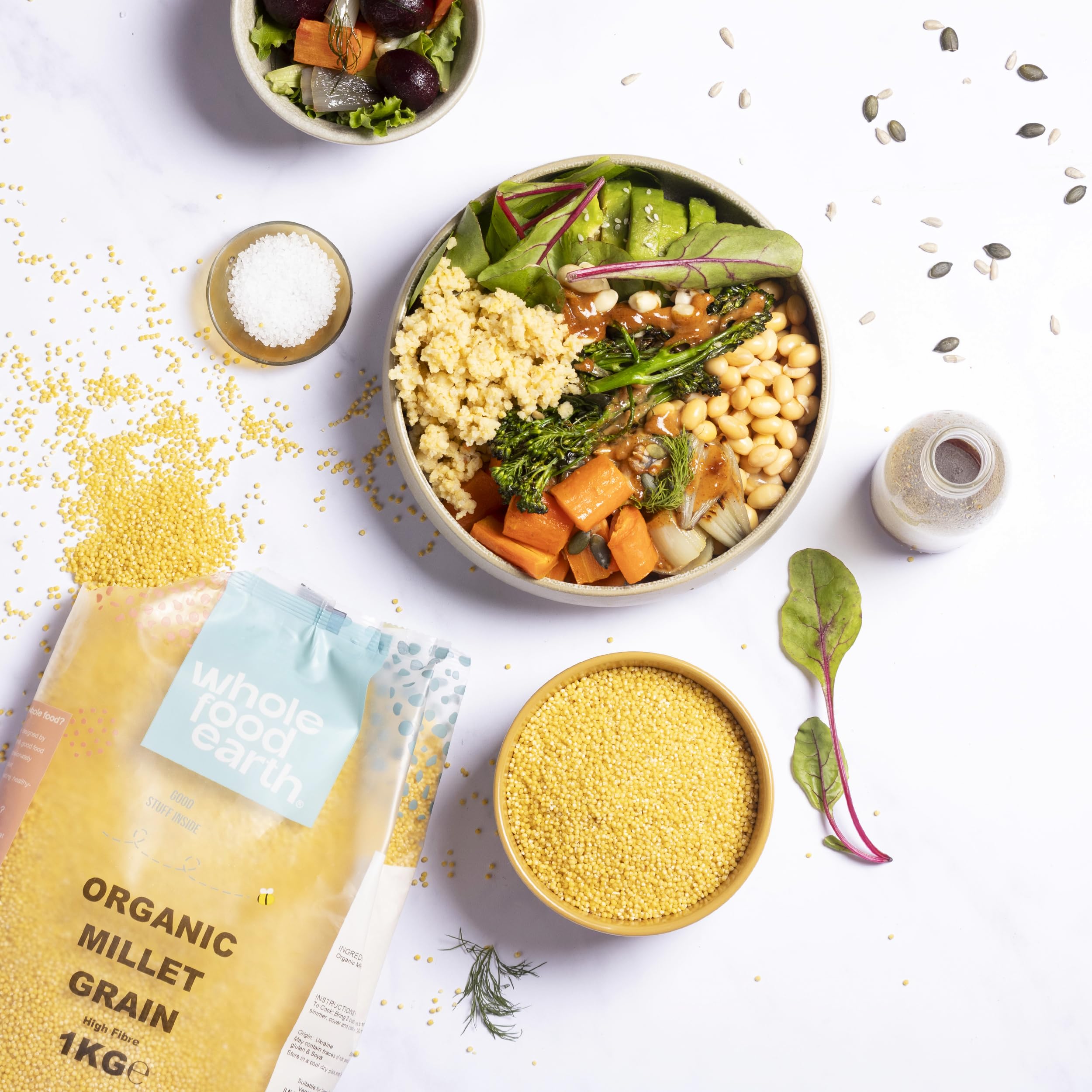 Wholefood Earth Organic Millet Grain – 3 kg | GMO Free | Vegan | High Fibre | Certified Organic