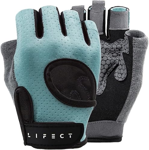 Miniatura 12 de LIFECT Essential - Guantes de entrenamiento transpirables, guantes de levantamiento de pesas sin dedos con parte trasera abierta curvada, para