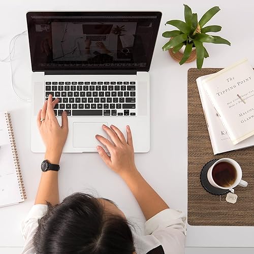 Miniatura 8 de GENMOUS - Paquete de 6 posavasos de madera con cuentas de granja con soporte de metal para decoración de mesa auxiliar, juego de posavasos redondos