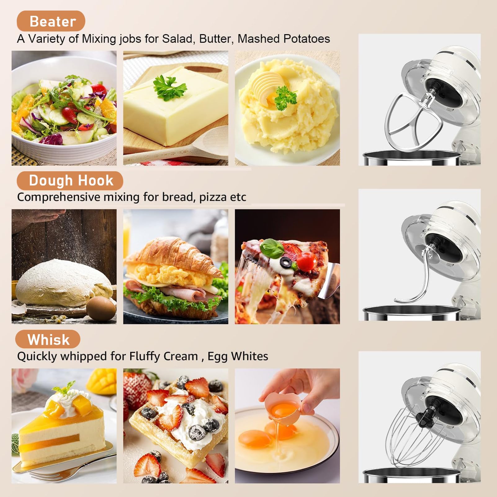 Mikser StojąCy Kitchen Aid, MałY Elektryczny Mikser Do żYwnośCi Z Misą 5qt, Wielofunkcyjny Mikser Do Pieczenia, Miksery Do Ciasta Z GłOwicą Przechylaną Dla WięKszośCi Domowych Kucharzy,Black