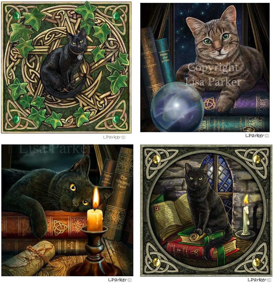 Cats Greetings Cards Set by Lisa Parker (Set of 4 blank cards) Amazon