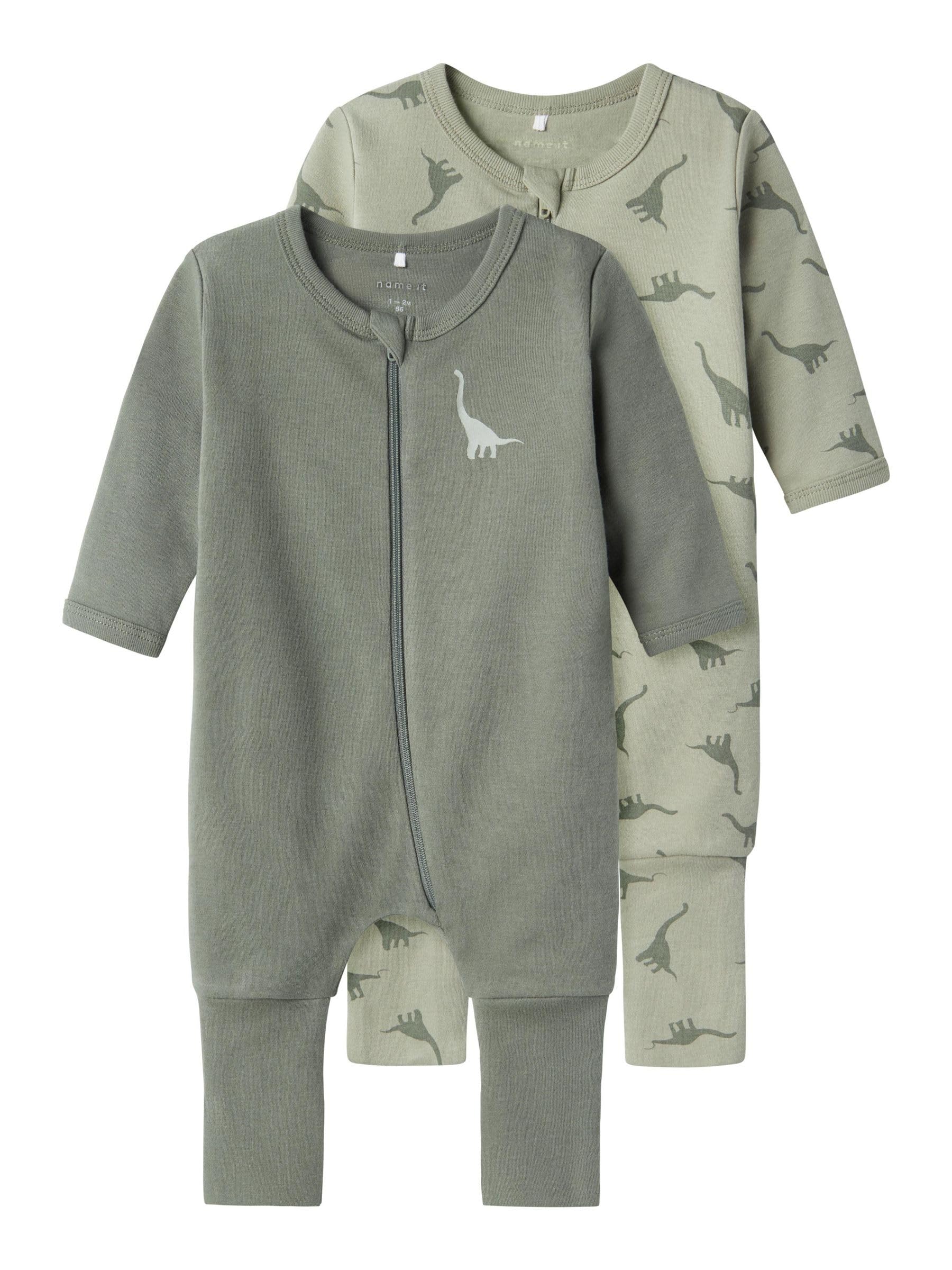 Name IT Baby - Jungen Nbmnightsuit 2p Zip Ff Green Dino Noos Schlafanzug (2er Pack)