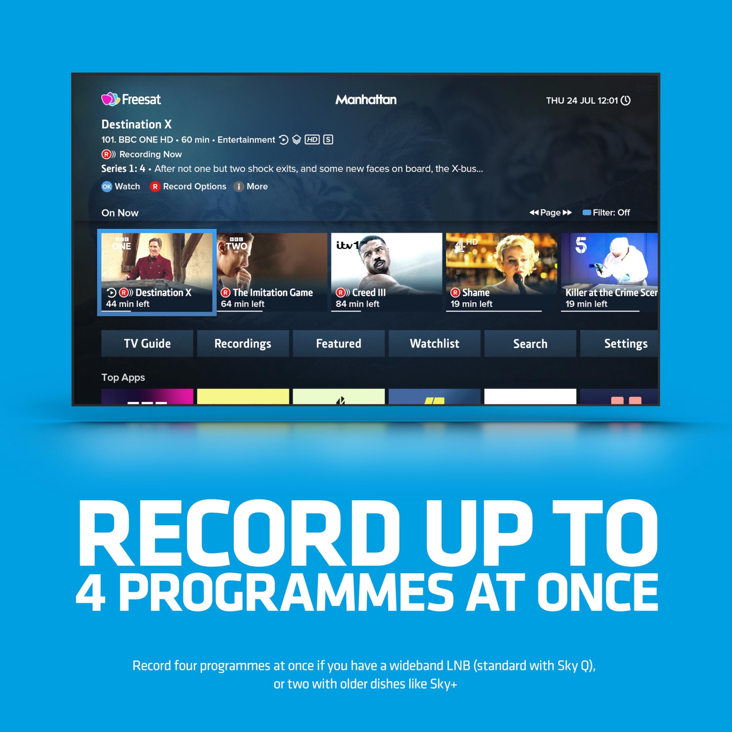 Manhattan Grabadora de TV Freesat 4K S4-R de 500 GB